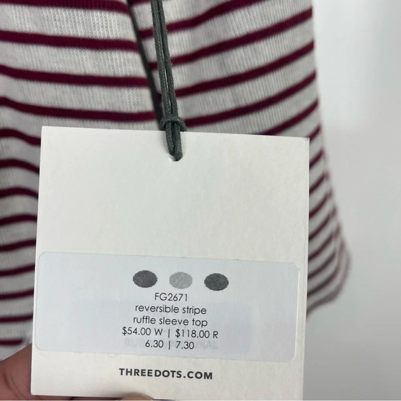 NEW Three Dot Reversible Stripe Ruffle Sleeve Top Size Small - Picture 10 of 10